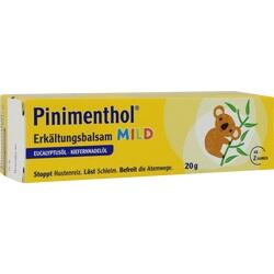 Gelbe Verpackung eines Erkältungsbalsams mit Eukalyptusöl und Kiefernnadelöl.