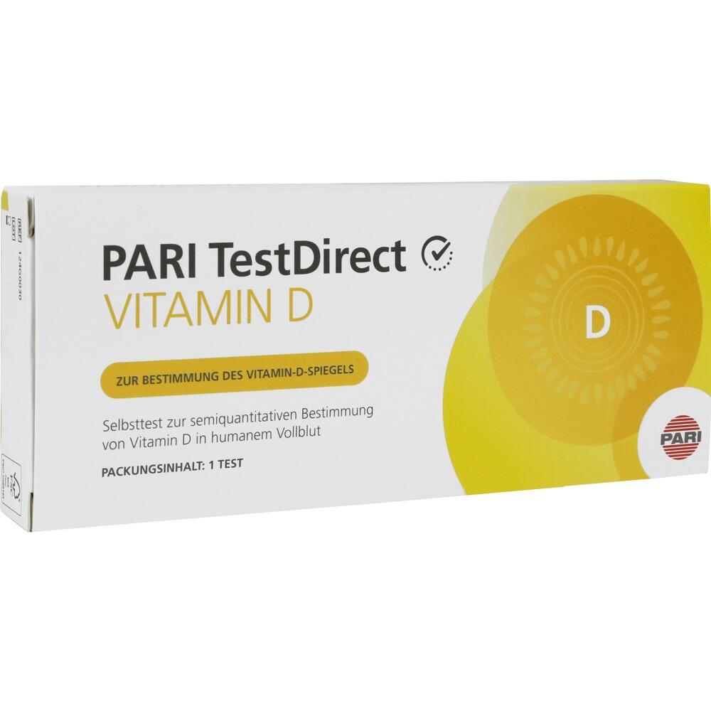 Verpackung eines Vitamin-D-Tests zur Bestimmung des Vitamin-D-Spiegels im Blut.