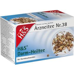 Packung mit Heiltee für Darmbeschwerden aus der Apotheke.